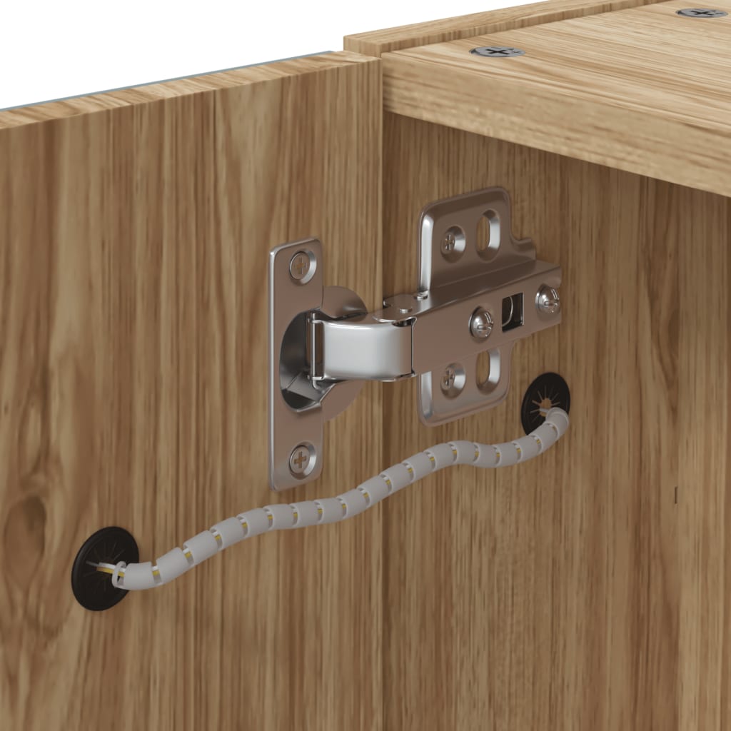 Badrumsspegel Spegelskåp LED-lampa Ek 60x13x52 cm