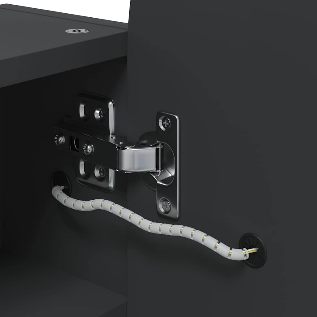 Badrumsspegel Spegelskåp LED-lampa bågformad Svart 42x13x70 cm