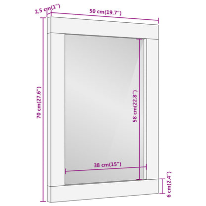 Badrumsspegel 50x70x2,5 cm massivt mangoträ och glas