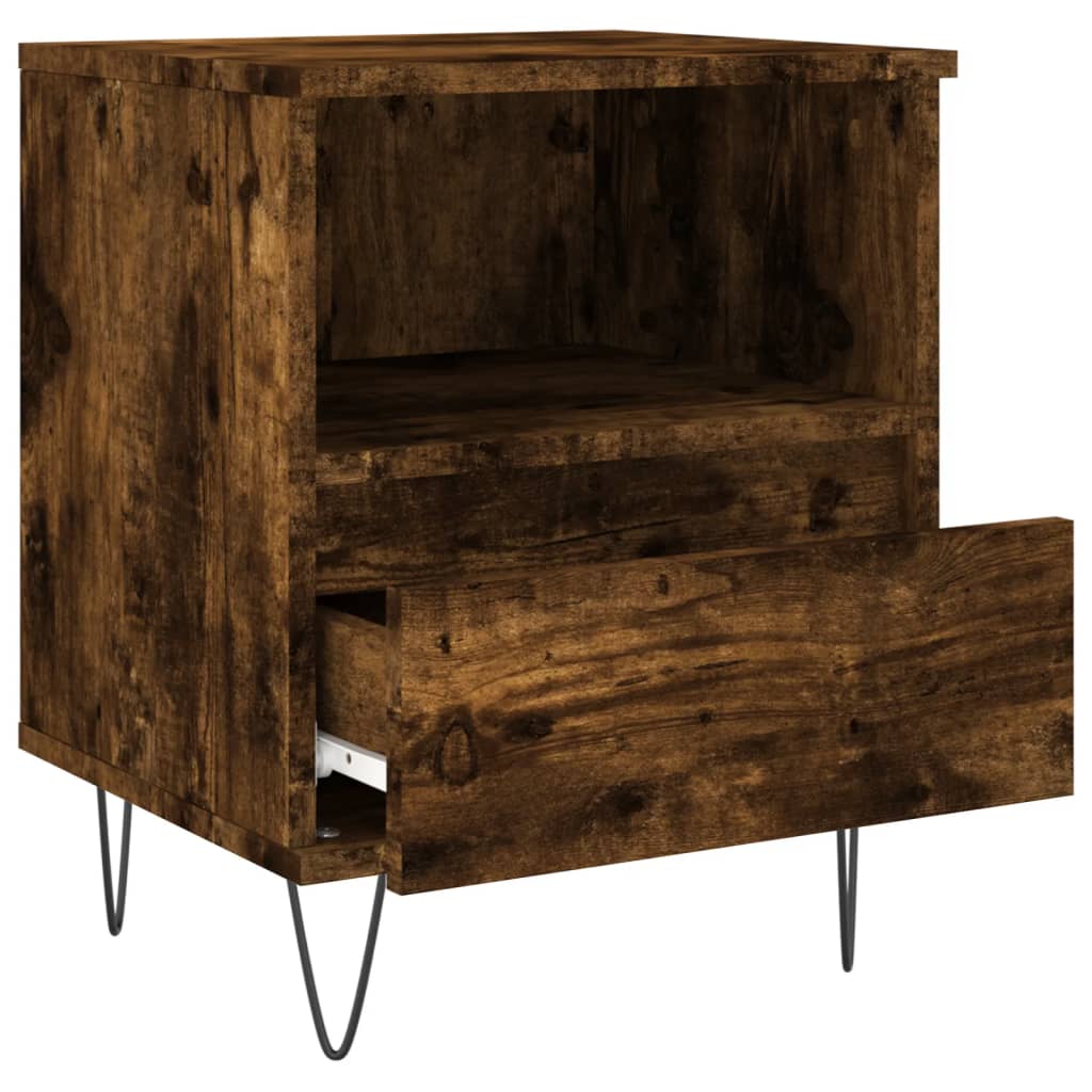 Sängbord 2 st rökfärgad ek 40x35x50 cm konstruerat trä
