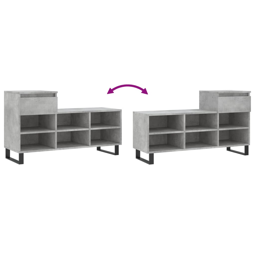 Skoställ Betonggrå Skoskåp 102x36x60 cm