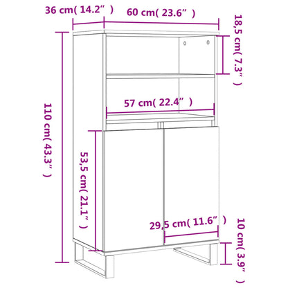 Skåp Betonggrå 60x36x110 cm