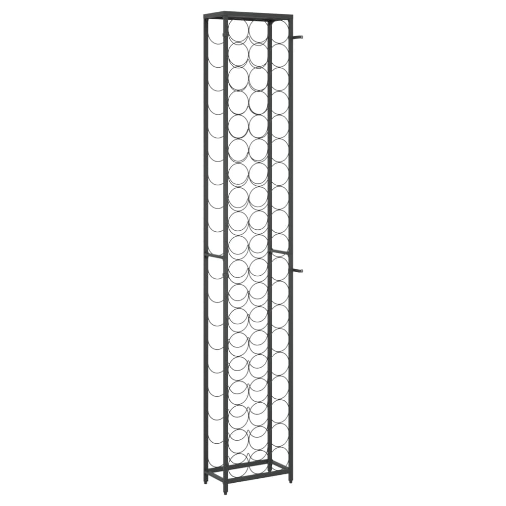 Vinställ för 57 flaskor svart 34x18x200 cm smidesjärn
