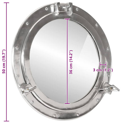 Väggspegel Ø50 aluminium och glas