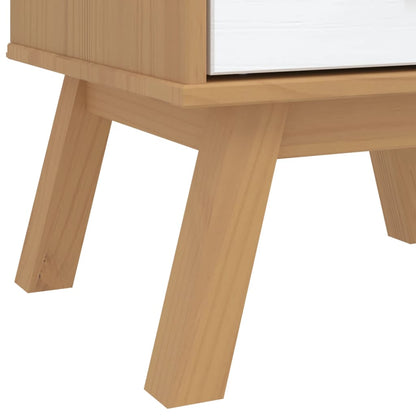 Sängbord OLDEN vit och brun massiv furu