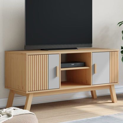 TV-Möbel Grå TV-Bänk OLDEN och Brun 114x43x57 cm massiv furu