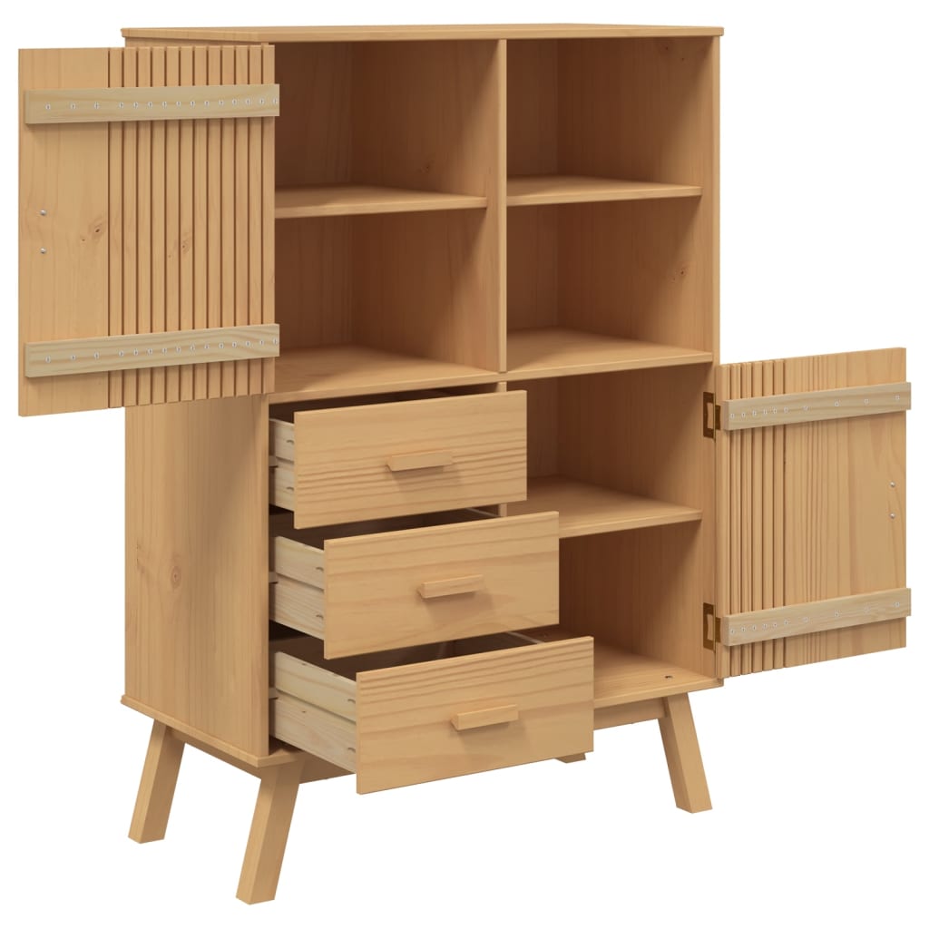 Skänk Brun OLDEN 85x43x125 cm massiv furu