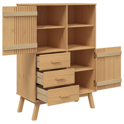 Skänk Brun OLDEN 85x43x125 cm massiv furu