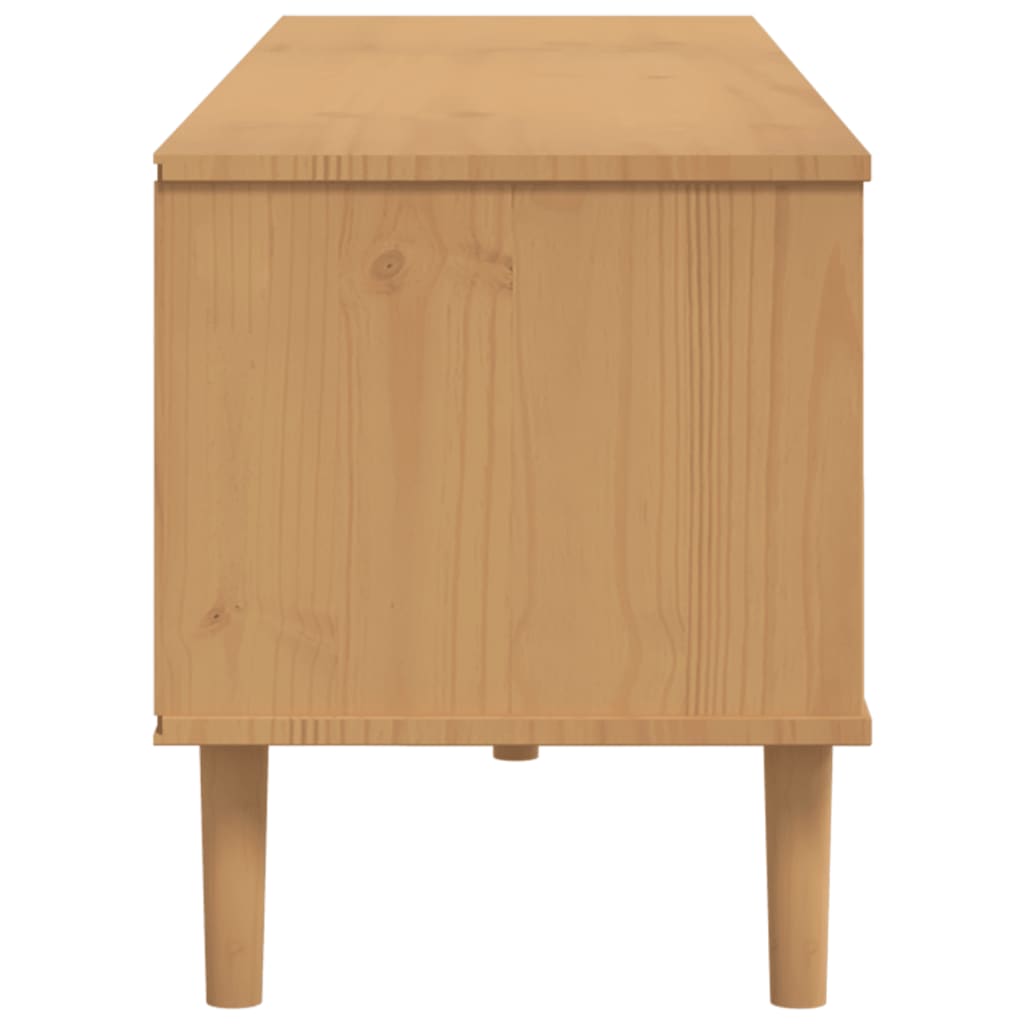 TV-Möbel Brun TV-Bänk SENJA rottinglook 158x40x49 cm massiv furu