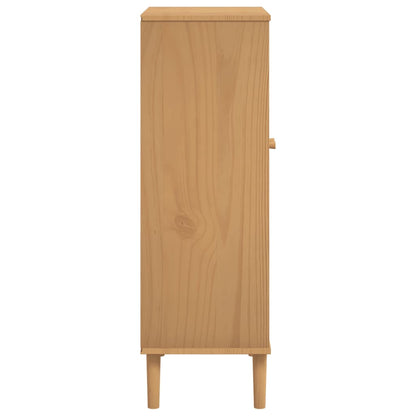 Skoställ Trä Skoskåp SENJA rottinglook Brun 59,5x35x107 cm massivt trä