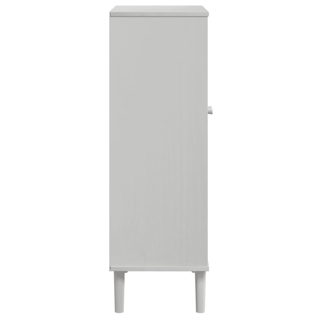 Skoställ Vit Skoskåp SENJA rottinglook 59,5x35x107 cm massivt trä