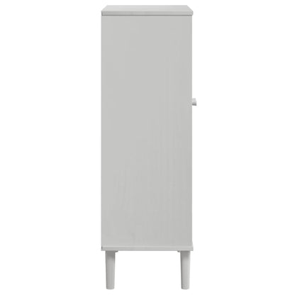 Skoställ Vit Skoskåp SENJA rottinglook 59,5x35x107 cm massivt trä