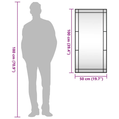 Väggspegel Svart 50x100 cm rektangulär järn