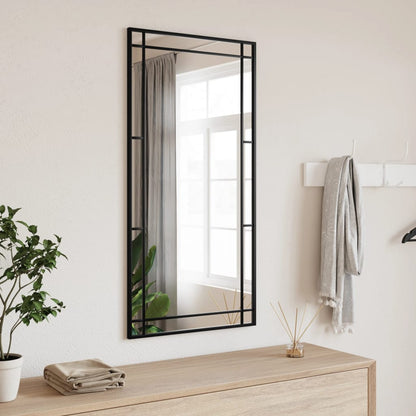 Väggspegel Svart 50x100 cm rektangulär järn