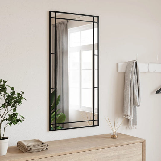 Väggspegel Svart 50x100 cm rektangulär järn