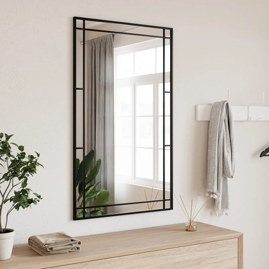 Väggspegel Svart 60x100 cm rektangulär järn
