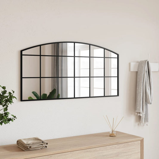 Väggspegel Svart 100x50 cm bågformad järn