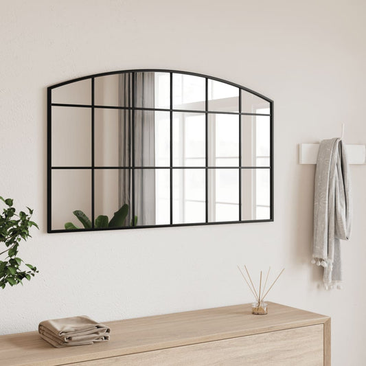 Väggspegel Svart 100x60 cm bågformad järn
