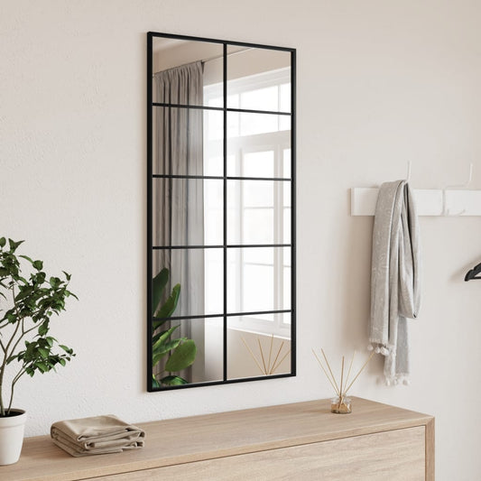 Väggspegel Svart 50x100 cm rektangulär järn