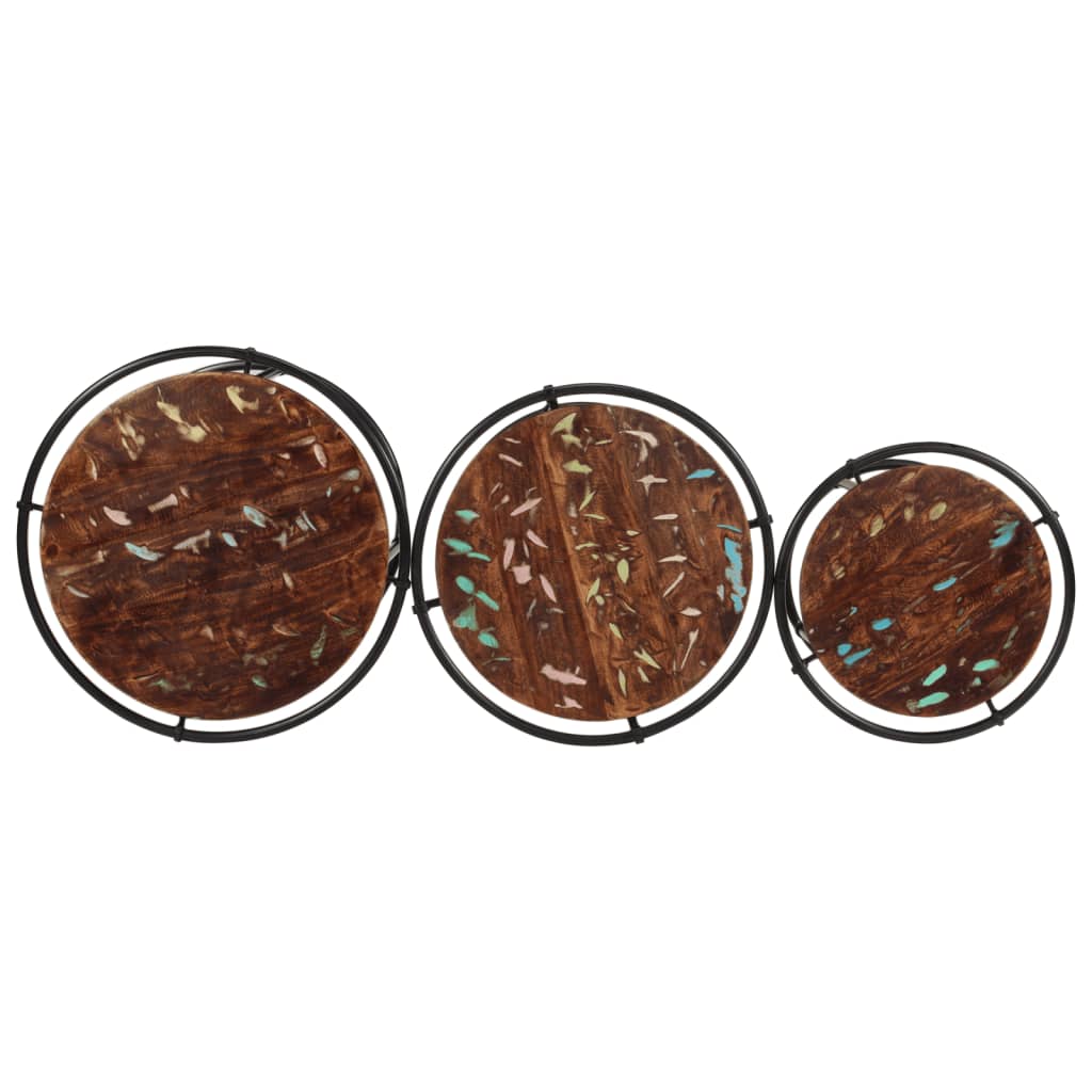 Soffbord Trä 3 st massivt återvunnet trä