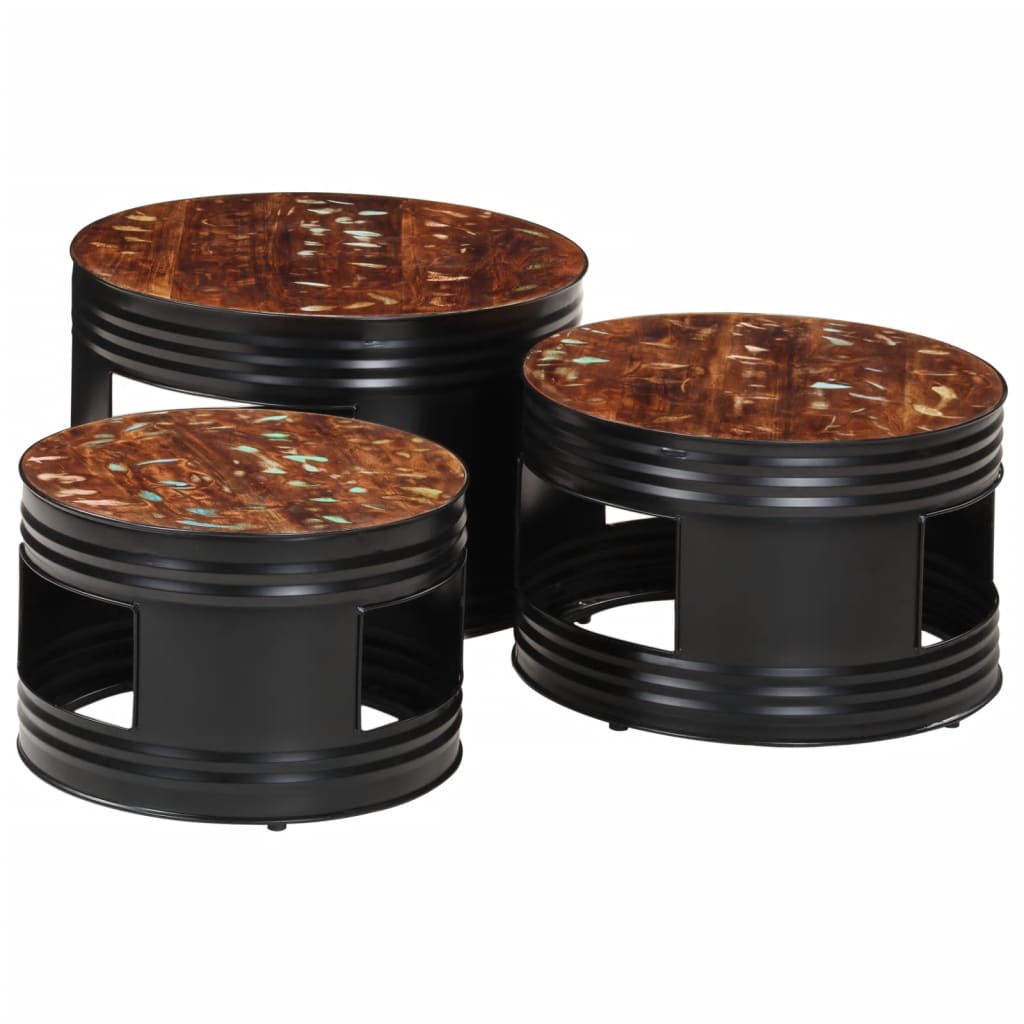 Soffbord DIV. 3 st trumma massivt återvunnet trä