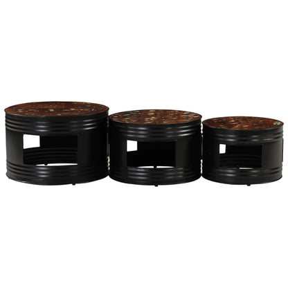 Soffbord DIV. 3 st trumma massivt återvunnet trä