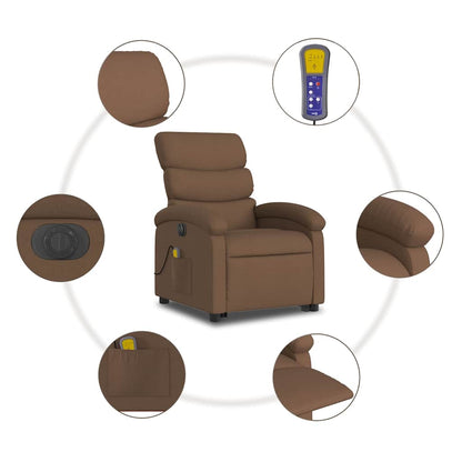 Elektrisk Massagefåtölj Brun med uppresningshjälp tyg