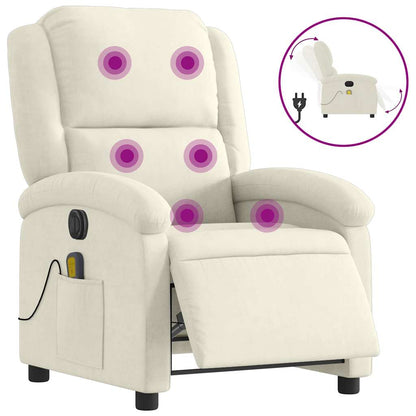 Elektrisk Massagefåtölj Gräddvit sammet