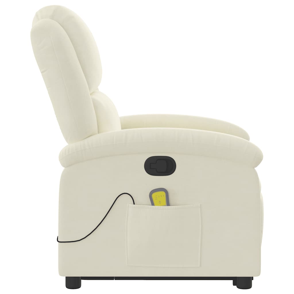 Elektrisk Massagefåtölj Gräddvit med uppresningshjälp sammet