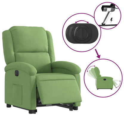 Elektrisk Fåtölj Grön Ljusgrön Reclinerfåtölj med uppresningshjälp sammet