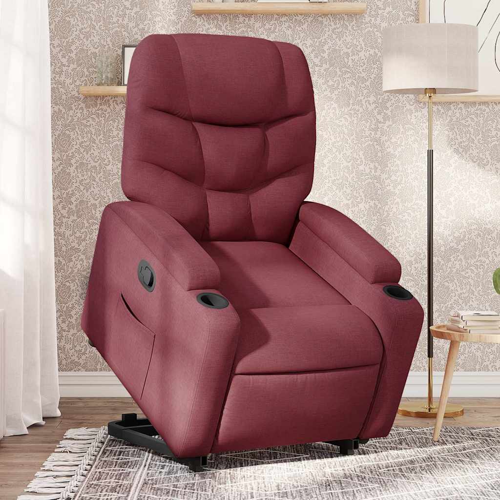 Fåtölj Vinröd Reclinerfåtölj med uppresningshjälp tyg