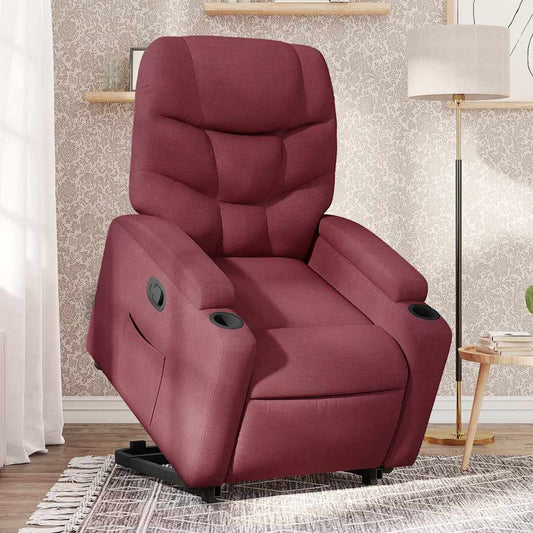 Fåtölj Vinröd Reclinerfåtölj med uppresningshjälp tyg