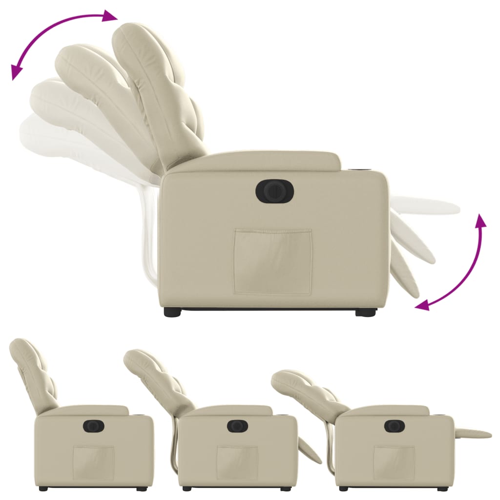 Fåtölj Gräddvit Reclinerfåtölj med uppresningshjälp konstläder