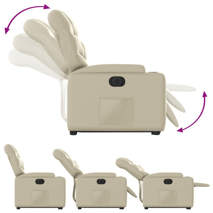 Fåtölj Gräddvit Reclinerfåtölj med uppresningshjälp konstläder