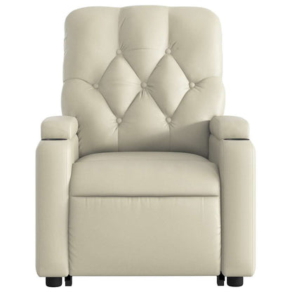 Fåtölj Gräddvit Reclinerfåtölj med uppresningshjälp konstläder