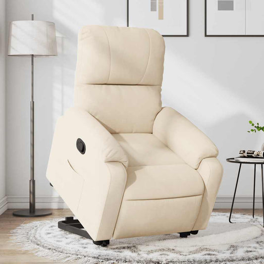 Fåtölj Beige Reclinerfåtölj med uppresningshjälp mikrofibertyg