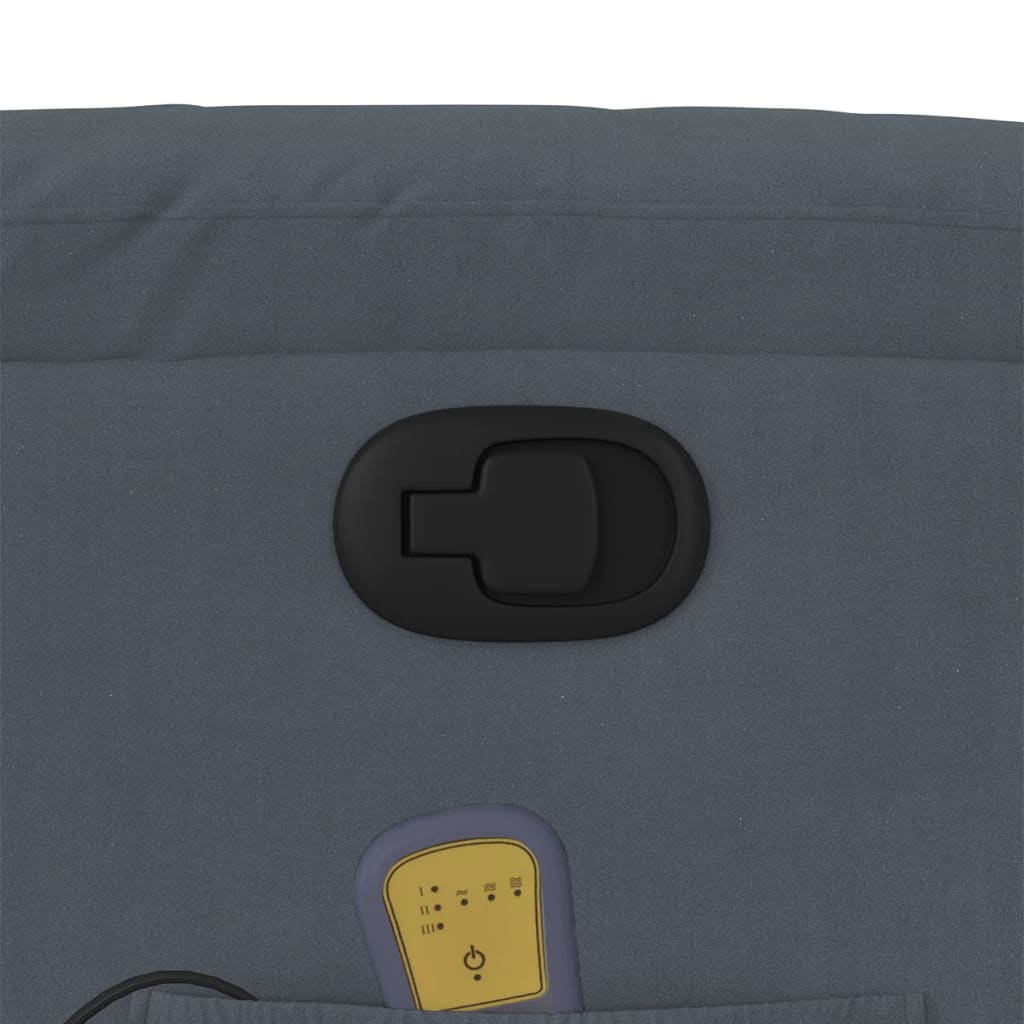 Elektrisk Massagefåtölj Mörkgrå med uppresningshjälp sammet