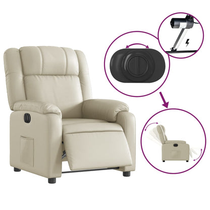 Elektrisk Fåtölj Gräddvit Reclinerfåtölj konstläder