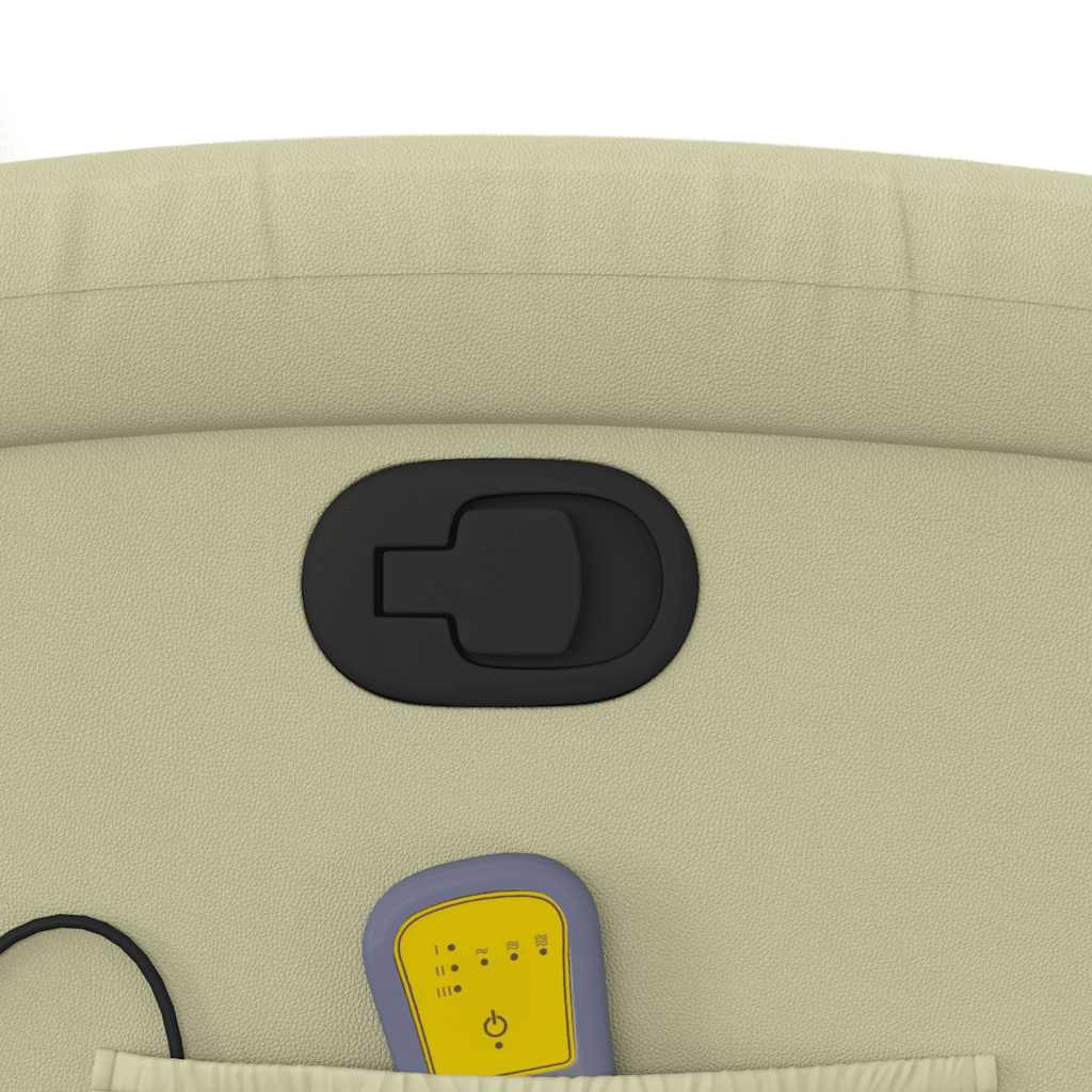 Elektrisk Massagefåtölj Gräddvit äkta läder