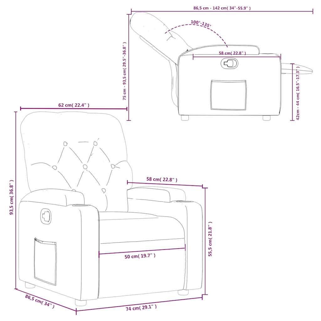 Fåtölj Röd Reclinerfåtölj konstläder