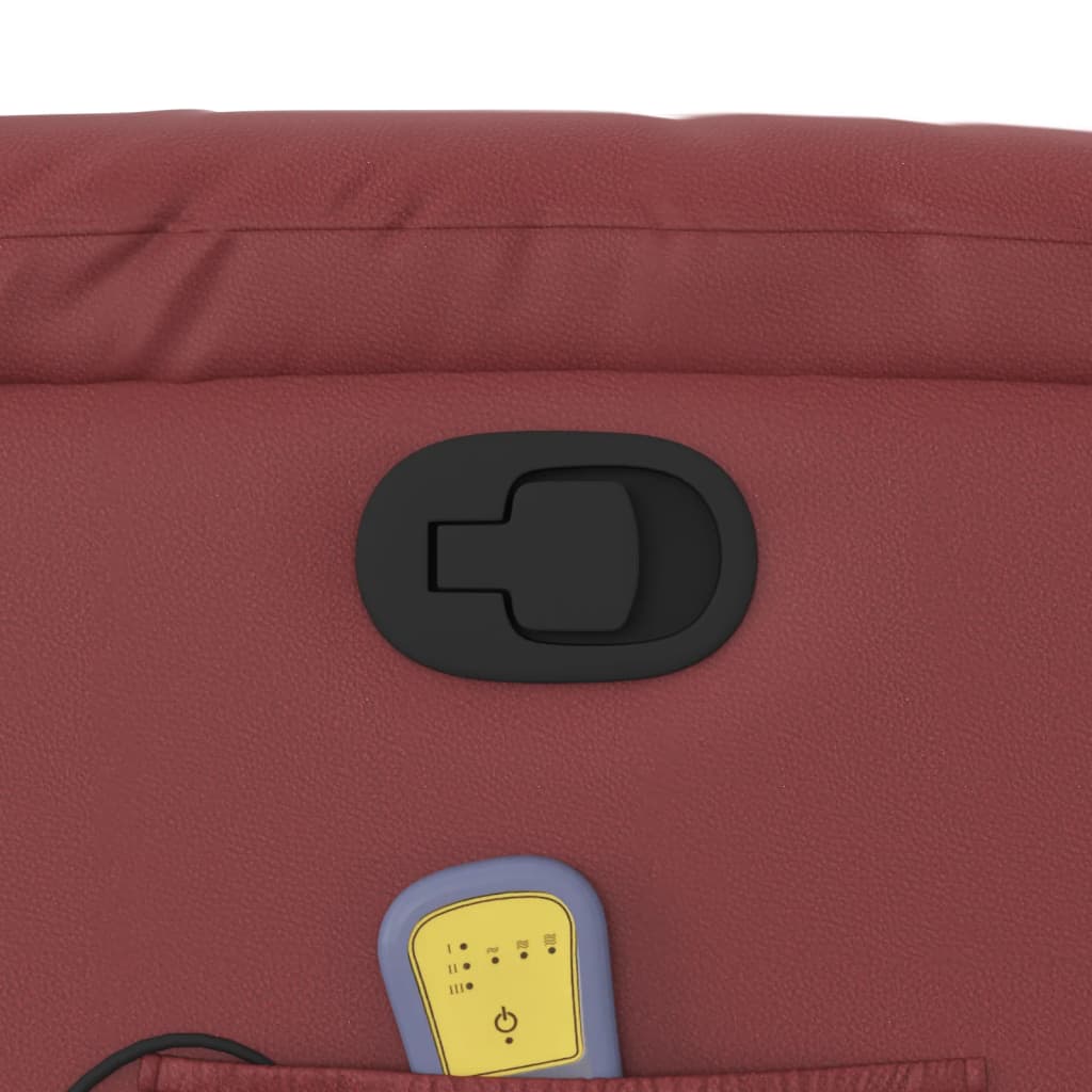 Elektrisk Massagefåtölj Vinröd konstläder