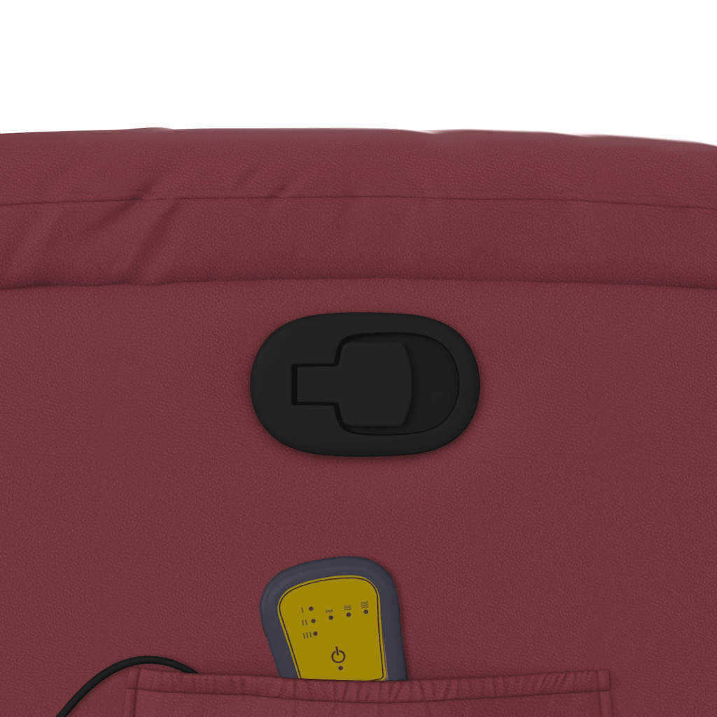 Elektrisk Massagefåtölj Vinröd konstläder