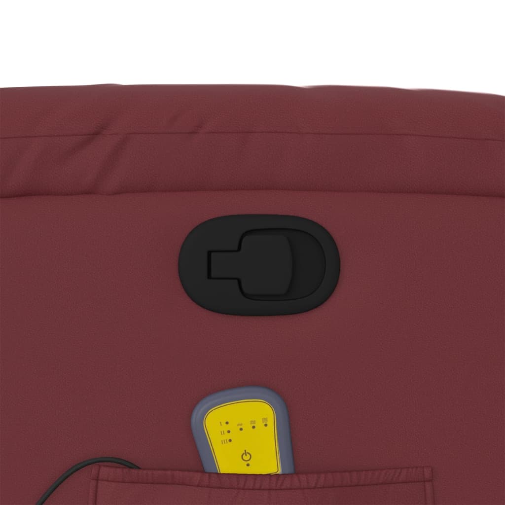 Elektrisk Massagefåtölj Vinröd konstläder