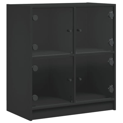 Skåp Svart med glasdörrar 68x37x75,5 cm