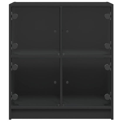 Skåp Svart med glasdörrar 68x37x75,5 cm