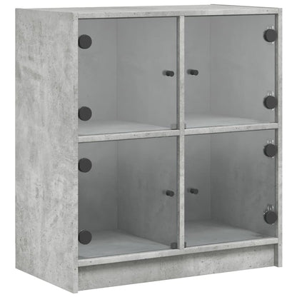 Skåp Betonggrå med glasdörrar 68x37x75,5 cm