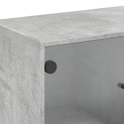 Skåp Betonggrå med glasdörrar 68x37x75,5 cm