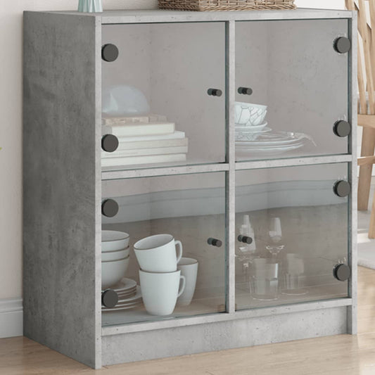 Skåp Betonggrå med glasdörrar 68x37x75,5 cm