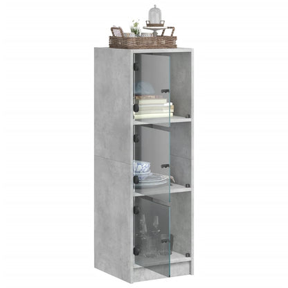 Skåp Betonggrå med glasdörrar 35x37x109 cm