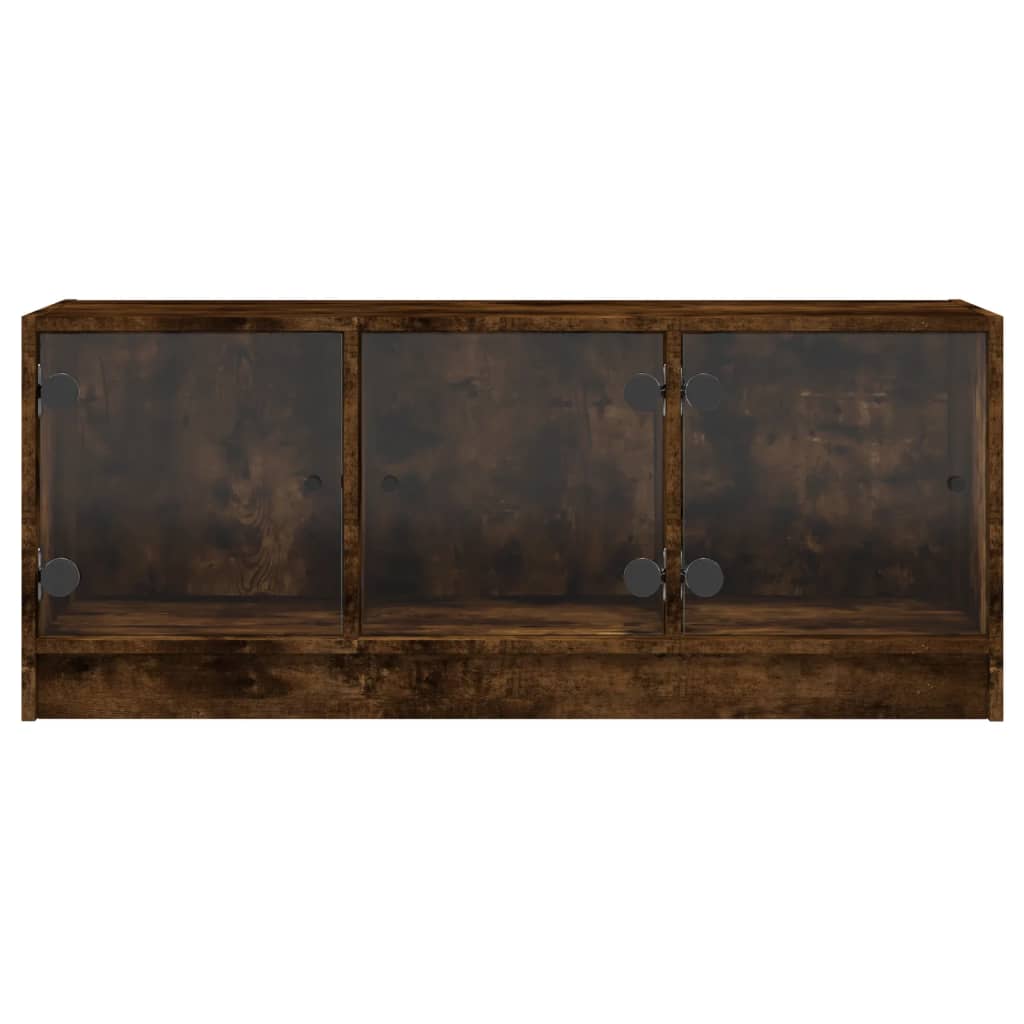 TV-Möbel Rökfärgad Ek TV-Bänk med glasdörrar 102x37x42 cm